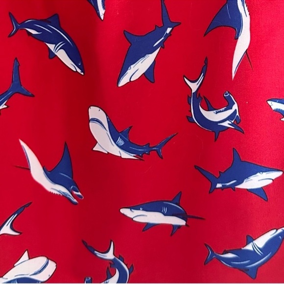 NEW OP Red Shark Print Swim Trunks Size XL - Picture 3 of 6